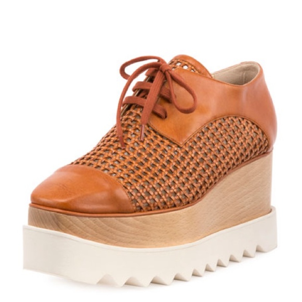 Stella McCartney Elyse Woven Platform Oxford Canyon/Bourbon - Picture 1 of 10